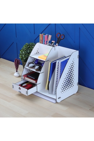 Focus Hexa Çekmeceli A4 Evrak Rafı Masaüstü Organizer Beyaz Renk