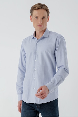 Morven Erkek Mavi Trend Baskılı Desenli İtalyan Yaka Slim Fit Gömlek 24mc004015300 Mavi