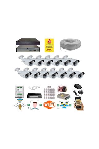 13 Kameralı Set - 5 Mp 1940p Sensör 6 Megapiksel Sony Lens Metal Kasa Ip Güvenlik Kamerası Seti