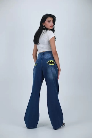 Paradise Batman Baskılı Dark Blue Baggy Jean Çok Renkli