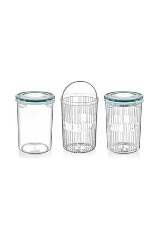 Meleni Home 2'li Set Süzgeçli Zeytinlik - Zeytin Turşu Saklama Kabı 1,5 Lt
