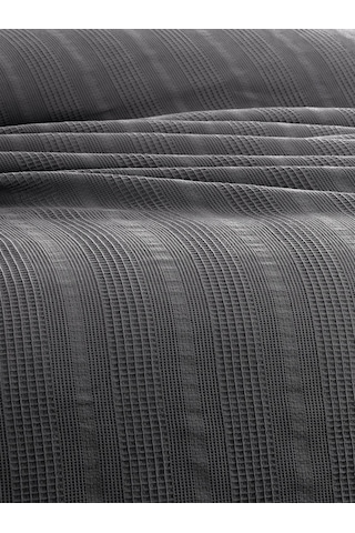 Çift Kişilik Waffle Pike 210x230cm, %100 Pamuk, Petek Tasarım, Antrasit Antrasıt Antrasit