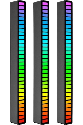 Shineyee 3'lü Rgb Sesli Ritim Lambası - 18 Renk Modu, Akıllı Gürültü Azaltma, 4 Seviye Parlaklık Ve 5 Seviye Hız Ayarı - Siyah Type-c Usb Işık 32 Led