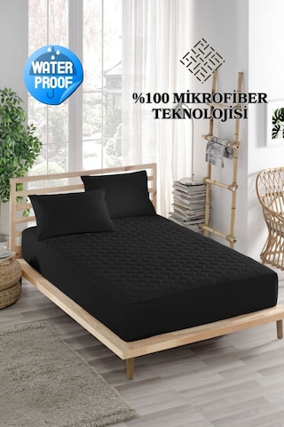 Mona Verde Alez Sıvı Geçirmez Mikro Kapitoneli Fitted Çift Kişilik Tek Kişilik Bebek Alezi Su MNVSYL0000 Siyah