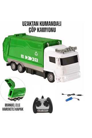 Uzaktan Kumandalı Şarjlı Çöp Kamyonu Arabası Full Fonksiyon Şarjlı 1:16 Işıklı Çöp Kamyonu 2.4 Ghz