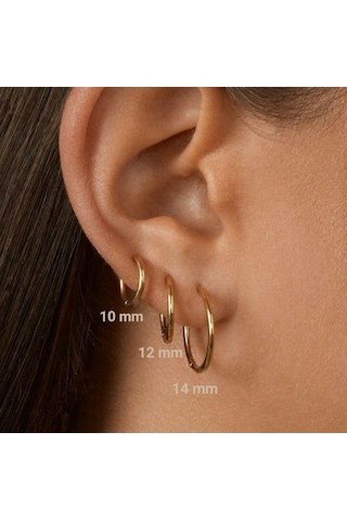 Cerrahi Çelik Düz Halka Küpe Seti 6 Parça Gold Renk Sarı