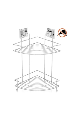 Tekno Tel Ef-253 Yapışkanlı 2 Katlı Köşelik Banyo Rafı Krom