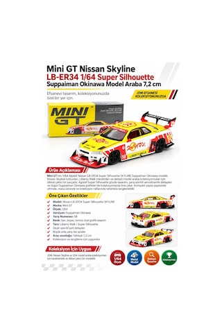 Mini Gt Nissan Skyline Lb-er34 1/64 Super Silhouette Suppaiman Okinawa Model Araba 7,2 Cm