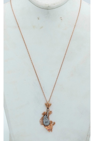 925 Ayar Bronz Renk Özgün Tasarım Gümüş Kolye (Balık Figürü)