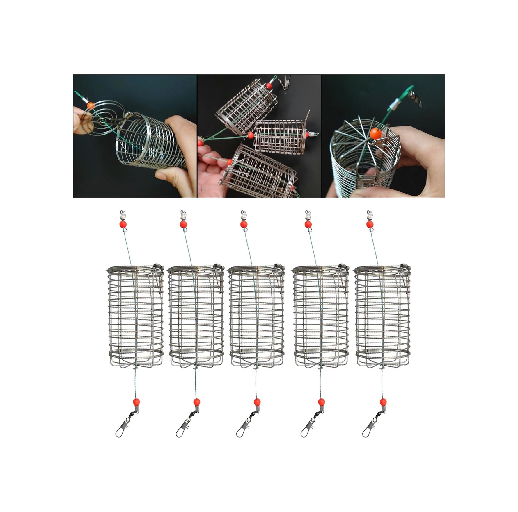 Homyl 5x Katı Balıkçılık Besleyici Kafes Sepet Konteyner S