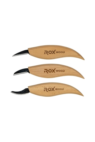 Rox Wood 0376 Ahşap Yontma Ve Oyma Bıçağı 3'lü Set