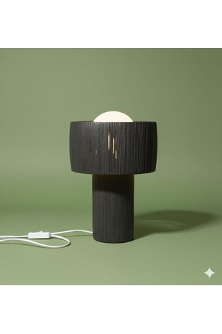 Makrome Siyah Rafya Abajur Modern Tasarım Dekoratif Masa Lambası Aydınlatma Glop Cam Abajur Siyah - Siyah