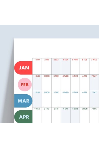 2027 Yıllık Planlayıcı Duvar Takvimi, 2027 Duvar Takvimi, Canlı Parlak Renkli, Minimalist Duvar Takv