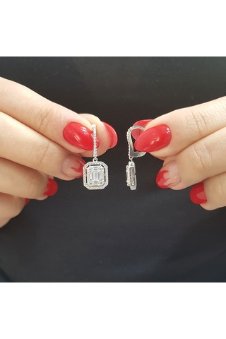 Lova 1,36 Karat Baget ve Dört Köşe Pırlanta Küpe - 3030050