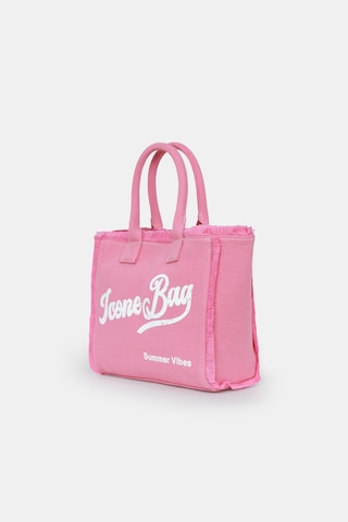 İcone Bag Icone Yıkamalı Denim Püskül Detaylı Şık Günlük & Plaj Çantası, Püsküllü Omuz Çantası Pembe