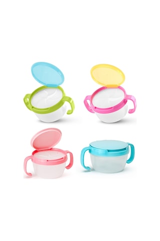 Sones Bebek Atıştırmalıkları Kase Çocuk Çocuk Gıda Saklama Kapları Anti Dökülme 360 Döndürülebilir Bebek Katı Beslenme Tabak Sofra Takımı Bebek Beslenme Malzemeleri Sarı