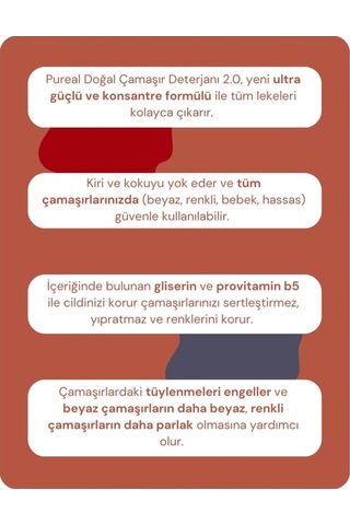 Pureal Doğal Çamaşır Deterjanı - 60 Yıkama 1 Kg