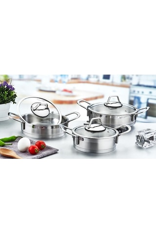 Evimsaray Luna Çelik Sahan Omlet Seti . 6 Parça S-1187