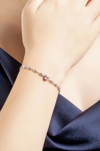 Aşk Yolu 18 Ayar Beyaz Altın Kaplama 19 Cm Gümüş Bileklik Rodyum