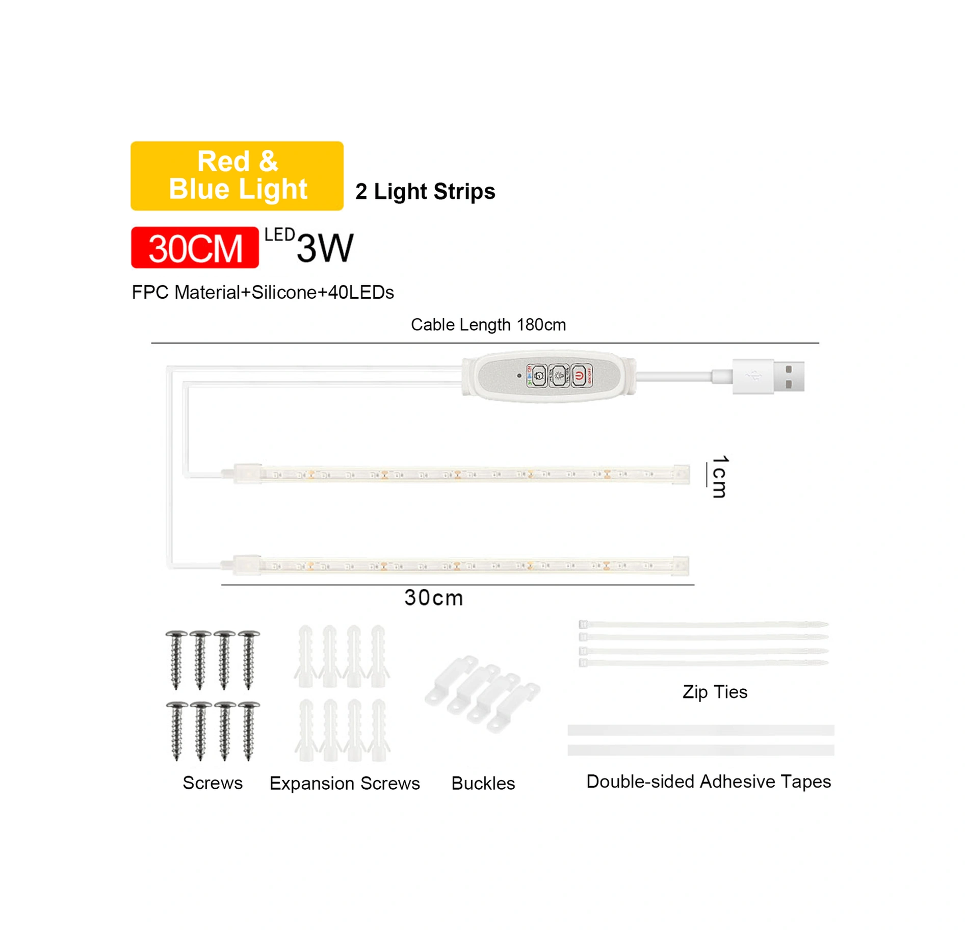 Fosenze Bitkisel Büyüme Led Işık Şeridi: Kırmızı-mavi Spektrum, 4 Aydınlatma Seviyesi, 24 Saat Akıllı Zamanlayıcı 3h/9h/12h , Usb İle Hızlı Kurulum, 30cm Uzunluk Kırmızı - Mavi