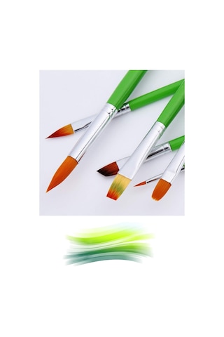 Hannah Bomeijia Yeşil 7 Parça Akrilik Suluboya Yağlıboya Fırça Seti