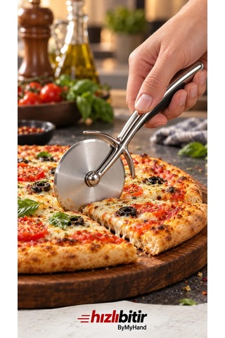 Bymyhand Paslanmaz Çelik Pizza Ve Hamur Kesici Metalik