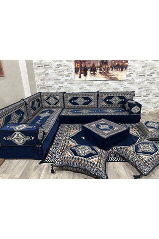 Coton Şark Köşesi Saraylı Desen Minder Takımı Konsept 14 Parça