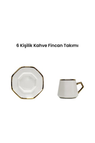 Enza Milas 6'lı Porselen Kahve Fincanı Takımı Beyaz