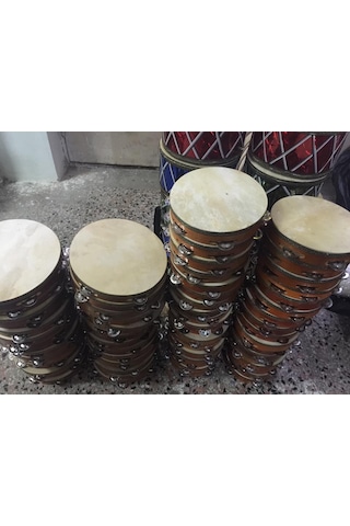 Derili Ahşap Kasnak Zilli Tef Çap 22 Cm