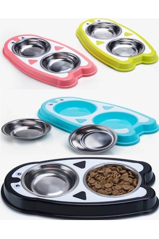 Yavru ve Küçük Irk Köpekler İçin 11 CM İkili Köpek Mama Kabı 2 x 200 ML