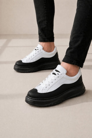 Ay Mood Jy507 Dara Bağcıklı Cilt Erkek Günlük Sneaker Ayakkabı Cst Beyaz/siyah