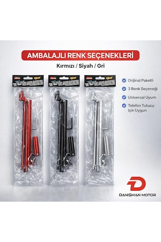 Universal Ayarlanabilir Motosiklet Gidon Barı Ayna Bağlantılı Telefon Tutucu Ve Navigasyon Barı Kırmızı / Siyah / Gri Diğer Yedek Parça