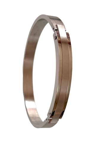 Tamamı Çelik Modern Tasarım Gold Çelik Unisex Bileklik 23 Cm Gümüş