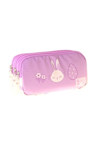 Calacilo Kız Çocuk İlkokul Kalem Çantası - Tavşan Baskılı Lila Renk Rabbit - C4043 Çok Renkli