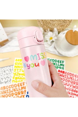 Dayanıklı Pastel Laptop Defter Telefon Etiketleri Alfabe Sticker Sayfası Çok Renkli