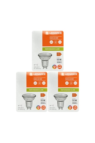 3 Adet Ledvance 4,5w Ilık Beyaz 4000k Dim Edilebilir Gu10 Duylu Cam Spot Ampul