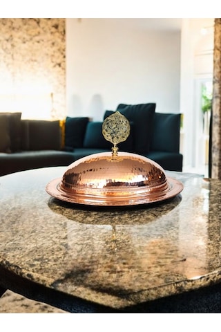 Modabakir Kayık Tabak,oval Sahan, Bakır Sahan 25cm