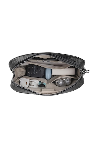 Wiwu Master Hakiki Deri Parmak İzi Kilitli Çok Fonksiyonlu Taşınabilir Mobil Aksesuar Çantası Siyah