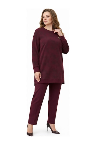 Baglan Kadın Gölge Desen Tunik Pantolon Takım Bgl-st05430 Bordo
