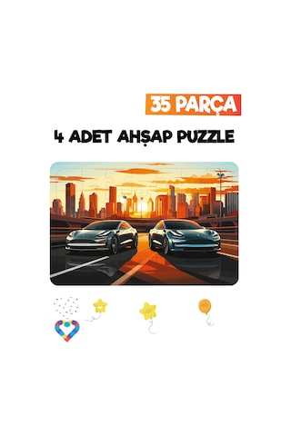 Ahşap 35 Parça 4 Adet Çocuk Puzzle-2