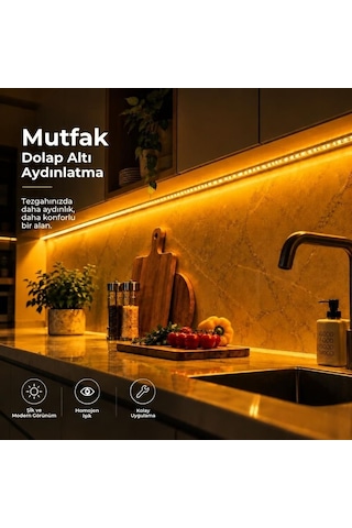 Şerit Led Amber 220v Yüksek Parlaklık 120 Led/m Tak Çalıştır Fişli Anahtarlı Silikonlu İç/dış Mekan 2.5 Metre