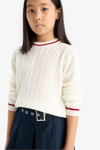 Defacto Kız Çocuk Standart Fit Bisiklet Yaka Triko Kazak E7740a825auer233 Ekru