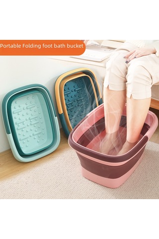 Mufunye Ev Kullanıma Uygun Taşınabilir Katlanabilir Derin Topuk Masajlı Plastik Ayak Havuzu Gri-beyaz, 13l Diğer