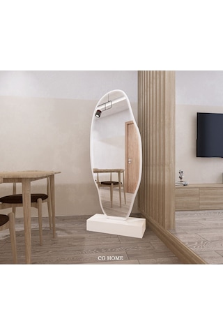 Asimetrik Ayna, Ultralüx Boy Aynası, Asimetrik Boy Aynası 188x66 180 X 65 Beyaz