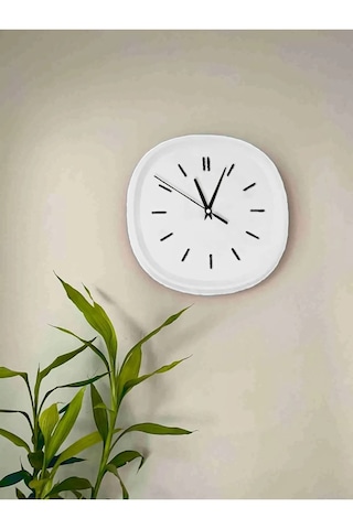 Dekoratif Tasarımlı Renkli Kare Duvar Saati Beyaz 26 Cm Beyaz - Siyah