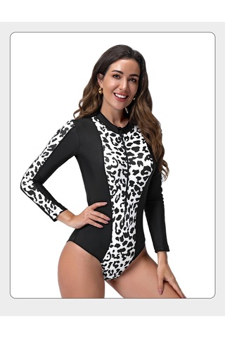 Şık Küçük Taze Uzun Kollu Yarışmayo Siyah - Beyaz