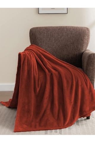 Mulberry Wellsoft Battaniye Televizyon Battaniyesi Peluş Polar Battaniye Tek Kişilik 170 x 230-kiremit