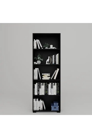 Lucas Serisi Siyah 5 Raflı Kitaplık Siyah