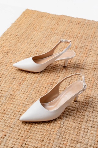 St-1152 Beyaz Günlük 7 Cm Topuklu Kadın Ayakkabı Beyaz