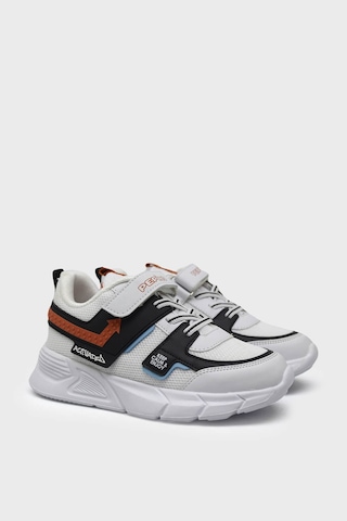 Pepino P-1432 Beyaz Turuncu Unısex Çocuk Çift Cırtlı Sneaker Beyaz Turuncu
